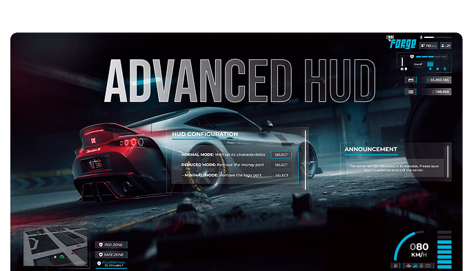 [Standalone/ESX/QB] Advanced HUD with SAFE/RED ZONE System